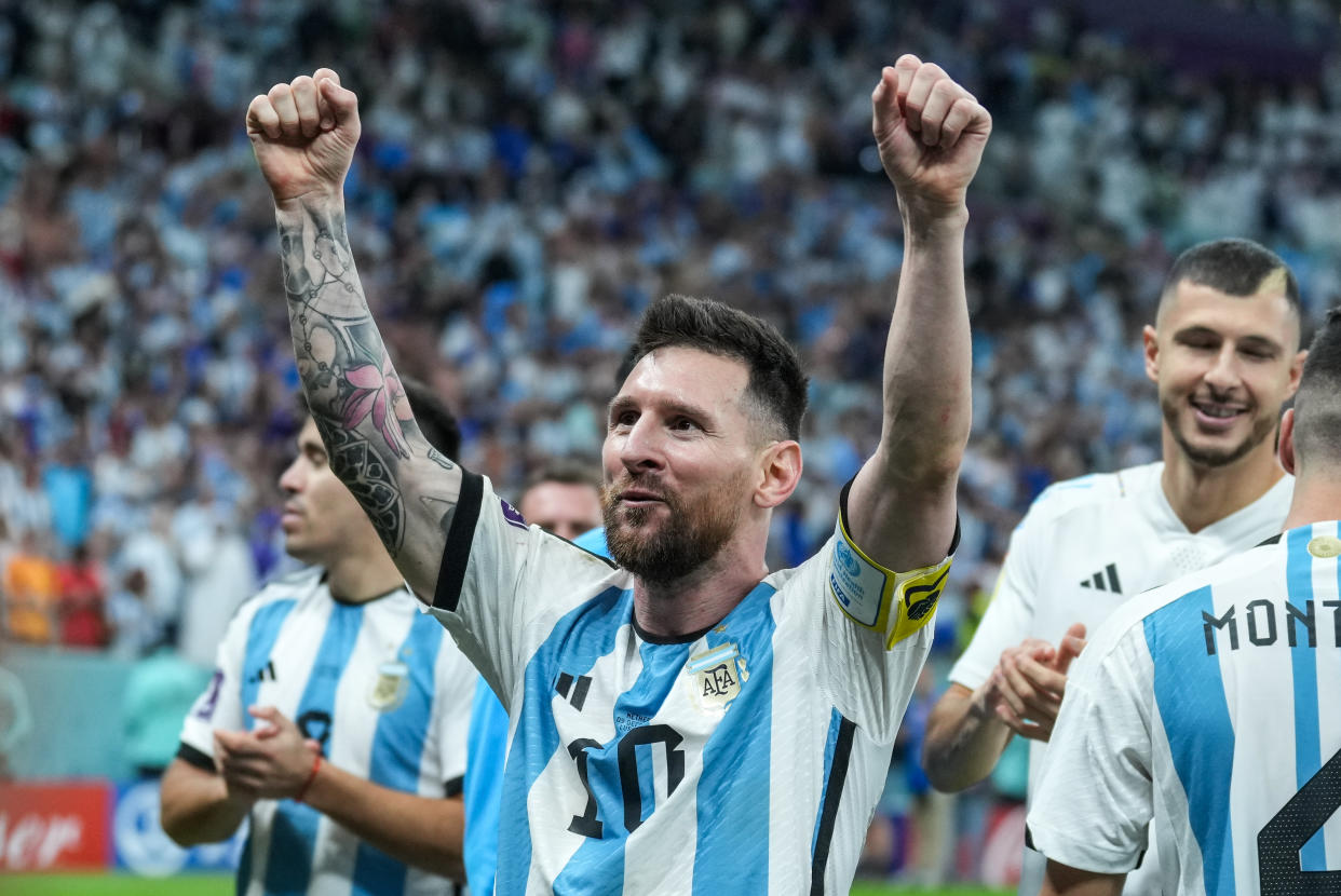 Messi festejando el pase a Semifinales contra Países Bajos en Qatar 2022. (Ayman Aref/NurPhoto via Getty Images)