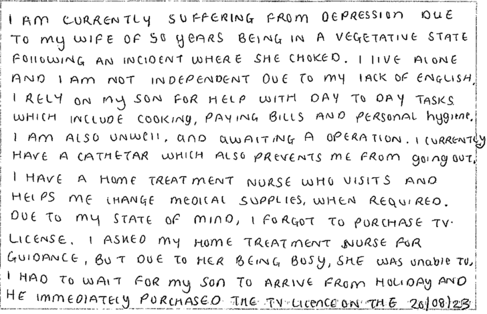 An example of one of the letters from defendants (Supplied)