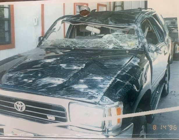 Romel's wrecked Toyota 4Runner after it flipped outside of Corpus Christi (Courtesy Keith Romel)