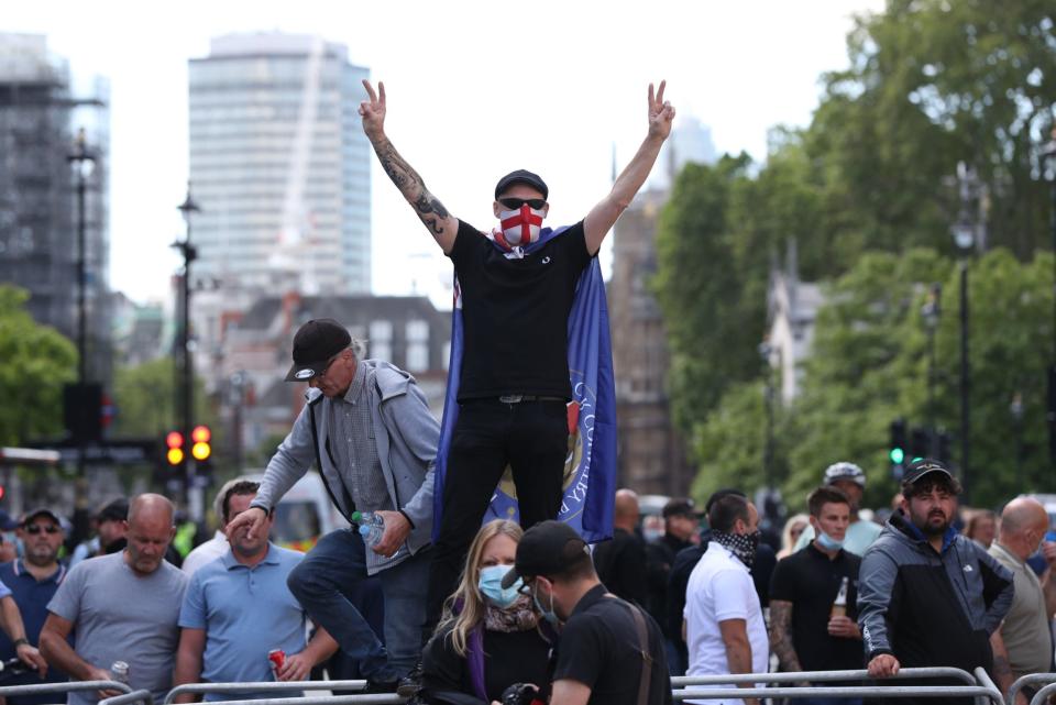 A protester in central London (PA)