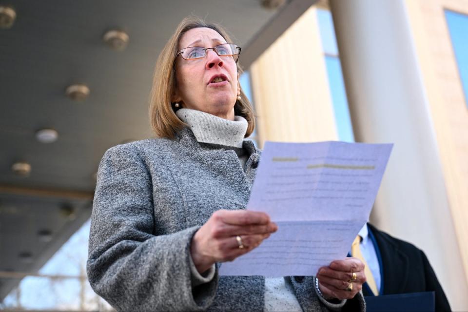 The US ambassador to Russia, Lynne Tracy, outside court in Moscow (AFP via Getty)