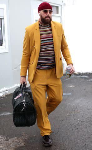<p>Selhurst Park Pix / London Entertainment / SplashNews</p> Travis Kelce arrives at a football game in January