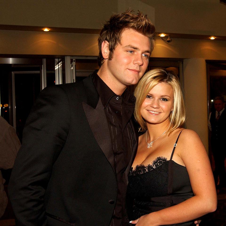 Westlife's Bryan McFadden and wife Kerry at the Marie Keating Foundation Pink Ribbon Ball in The Burlington Hotel, Dublin, Ireland November 8 2003 (Getty Images)