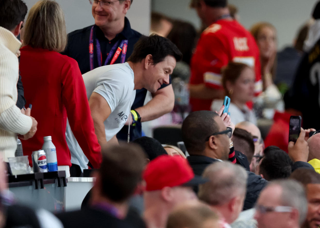 Mark Wahlberg in the crowd at Allegiant Stadium.