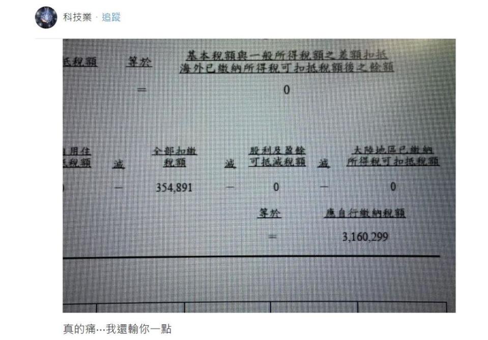 工程師繳335萬直呼「繳稅好痛」　網驚：可以買進口車了