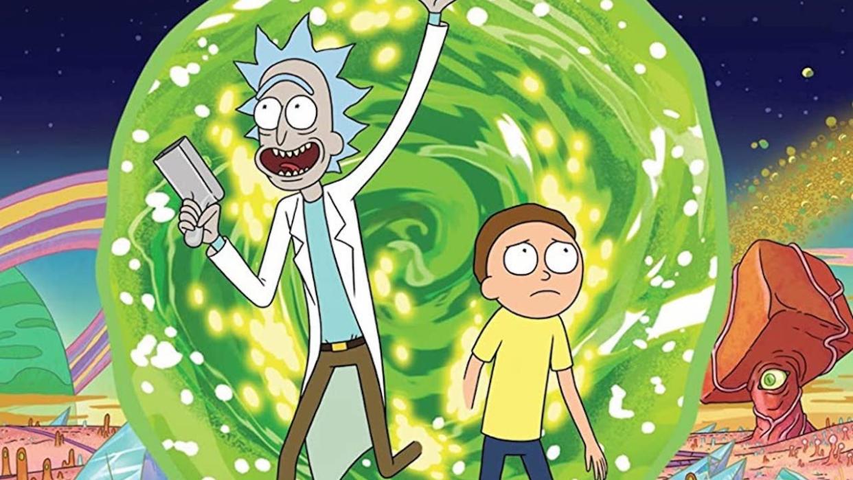  Rick and Morty walking through portal 