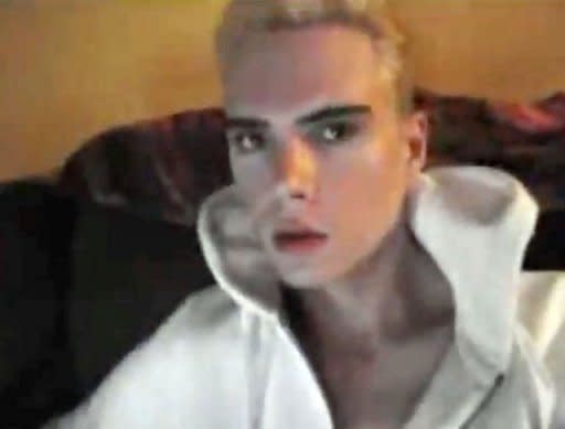 An image grab from a video uploaded on YouTube shows Luka Rocco Magnotta, a porn actor dubbed the "Canadian Psycho" for allegedly killing and chopping up his lover, posing in Berlin on June 3. New videos circulating on the Internet of the Canadian porn actor appear to be credible, but a probe is ongoing, Montreal police said Wednesday