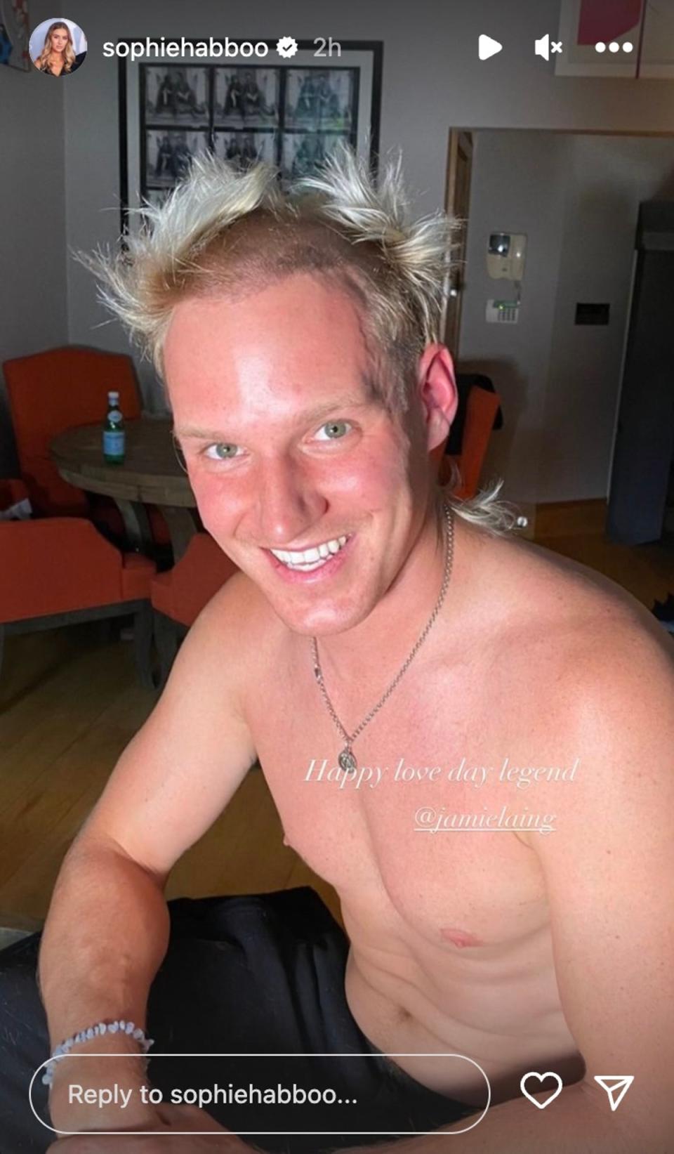 Made in Chelsea’s Sophie Habboo posted a funny snap of fiancé Jamie Laing for Valentine’s Day (Sophie Habboo/Instagram)