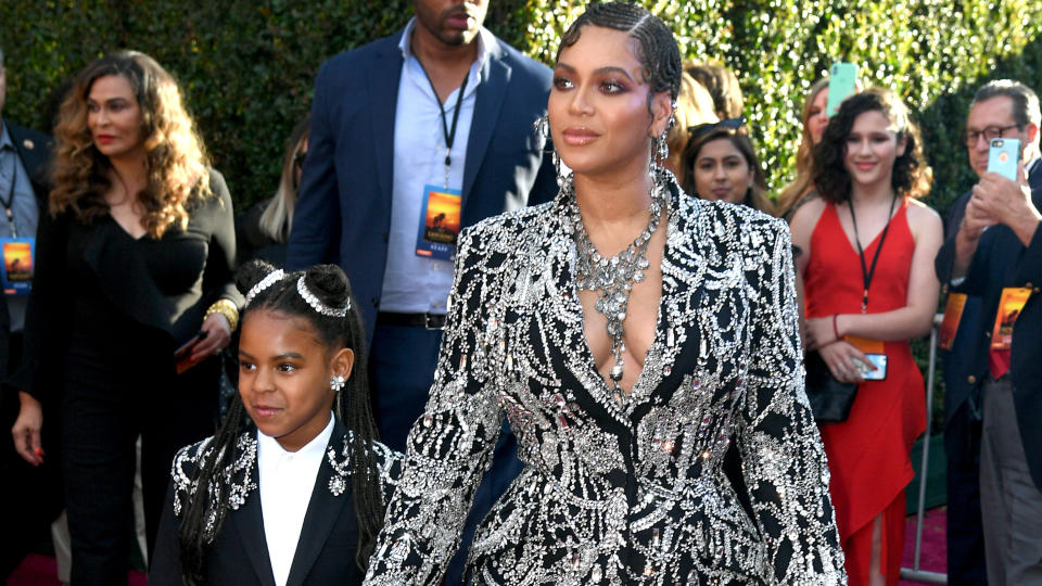 Beyoncé and daughter Blue Ivy attend the premiere of "The Lion King" on July 09, 2019 in Hollywood, California. (Photo by Kevin Winter/Getty Images)