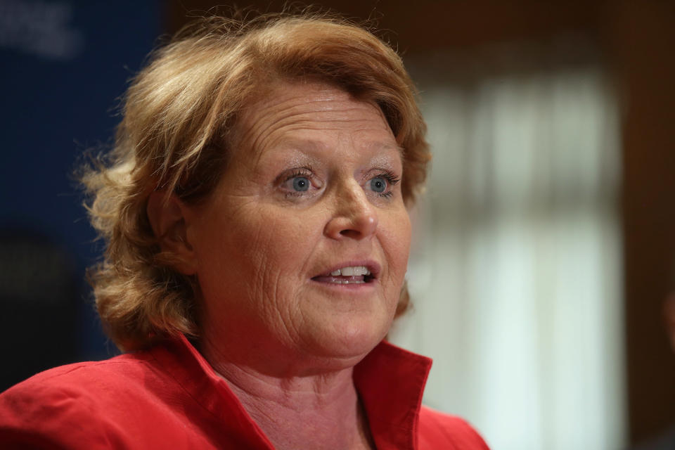 Sen. Heidi Heitkamp (D-N.D.) participates in a news conference about the Marketplace Fairness Act in the Dirksen Senate Office Building on Capitol Hill April 23, 2013 in Washington, D.C. (Photo by Chip Somodevilla/Getty Images)
