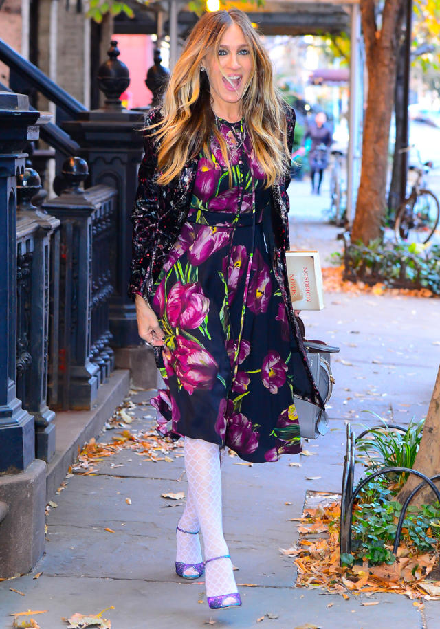 How to Master Wearing Tights with Sandals Like Sarah Jessica Parker