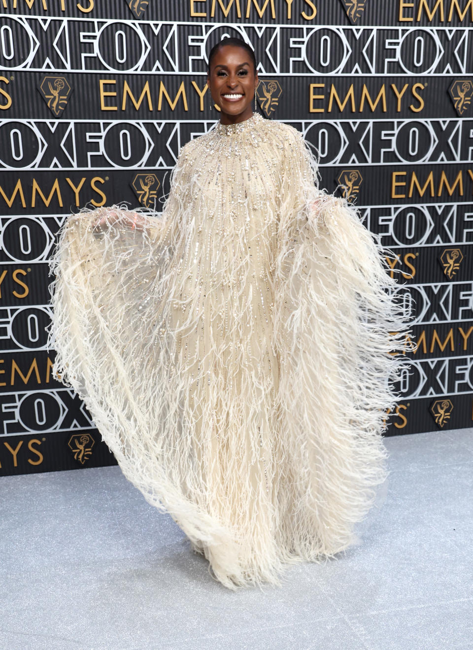 Issa Rae in Pamella Roland at the 2024 Emmy Awards. (Image via Getty Images)