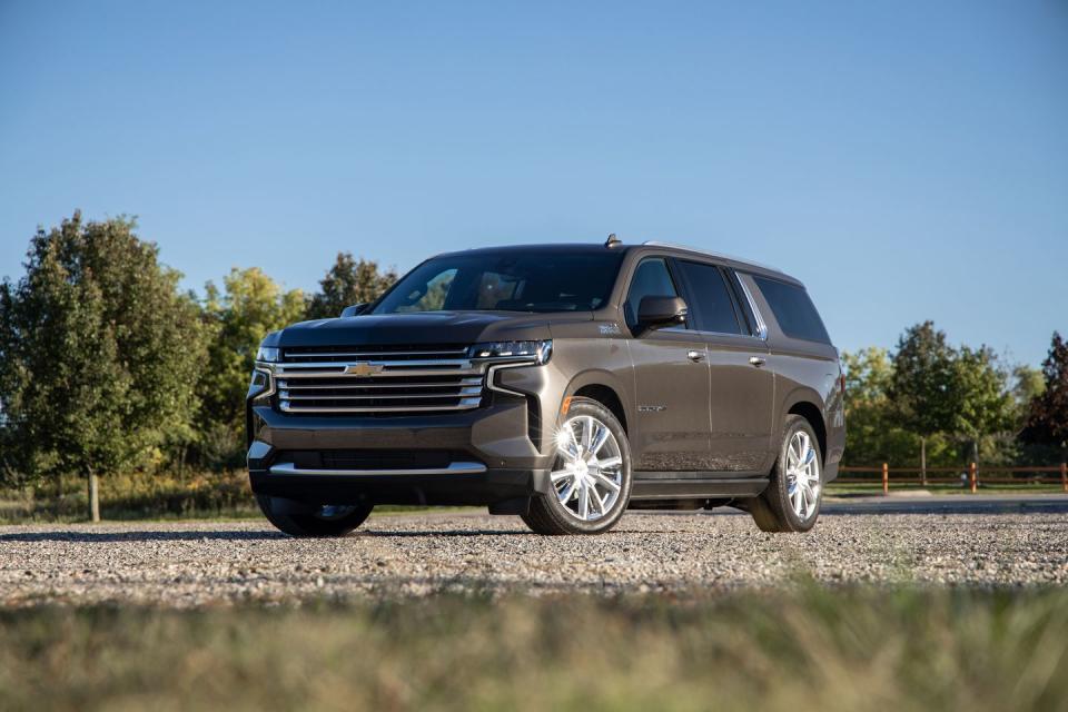 <p><a href="https://www.caranddriver.com/chevrolet/suburban" rel="nofollow noopener" target="_blank" data-ylk="slk:Chevrolet’s Suburban;elm:context_link;itc:0;sec:content-canvas" class="link ">Chevrolet’s Suburban</a> was born in 1934, and the current version is longer and more stylish than ever. The 2022 model sees a redesign for the big bruiser, and while its aesthetics have changed, its aura has not. Though the new Suburban is still available with one of two V-8 gas engines, making either 355 or 420 horsepower, there’s now a torquey turbo-diesel option that can be fitted as well. Chevy replaced the old solid rear axle with an independent suspension setup to improve on-road handling and increase the size of its third-row seat and cargo area. Pricing starts at $54,795 for an LS model, although our favorite is the mid-pack RST trim, which can be fitted with the diesel engine as well as four-wheel drive.</p><ul><li>Base Price: $54,795 </li><li>Powertrain: 277-hp turbocharged 3.0-liter diesel inline-six engine, 355-hp 5.3-liter V-8 engine, 420-hp 6.2-liter V-8 engine; 10-speed automatic transmission</li><li>Cargo space behind second row: 94 cubic feet </li><li>Cargo space behind third row: 42 cubic feet </li><li>Maximum conventional towing capacity: 8300 pounds</li></ul><p><a class="link " href="https://www.caranddriver.com/chevrolet/suburban/specs/2020/chevrolet_suburban_chevrolet-suburban_2020/406720" rel="nofollow noopener" target="_blank" data-ylk="slk:MORE SUBURBAN SPECS;elm:context_link;itc:0;sec:content-canvas">MORE SUBURBAN SPECS</a></p>