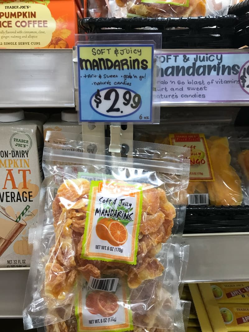 Dried Trader Joe's Mandarins in package.