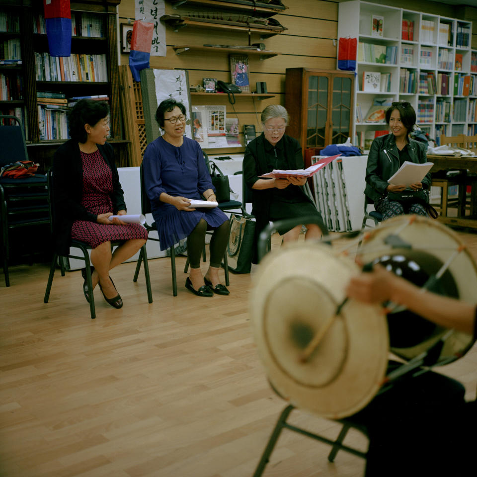 Traditional Korean folk singing lesson at the Korean Culture & Art Centre, New Malden.<span class="copyright">Michael Vince Kim for TIME</span>