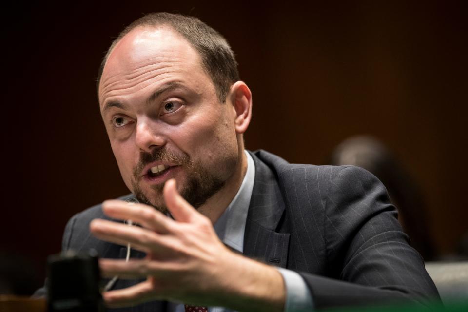 Vladimir Kara-Murza testifies during a hearing to discuss justice for for slain Russian political opposition leader Boris Nemtsov, in Washington, D.C., in 2018.