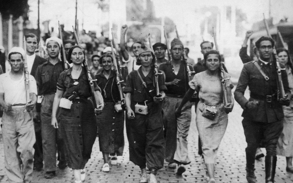 Republican militia fighters at the beginning of the Spanish civil war in 1936 - Getty