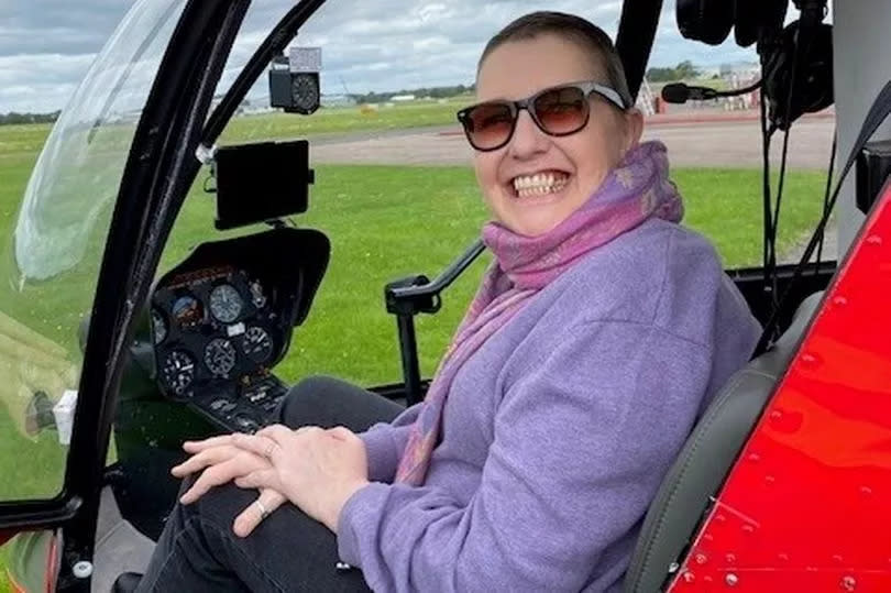 Krys Kemple celebrate 100 days post stem cell transplant with a helicopter ride