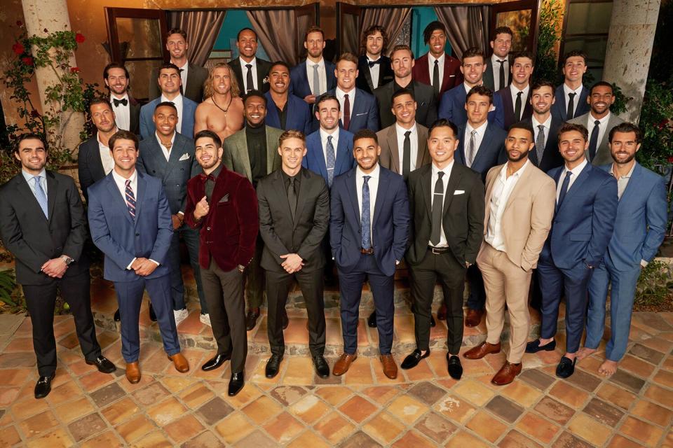 THE BACHELORETTE - ABC’s “The Bachelorette" stars Back Row: Logan, Chris, Erich, Roby, Nate, Jason Second To Back Row: Colin, Spencer, Jacob, Brandan, Jordan H, Johnny, Zach, Justin Y, Joey Third Row: Ryan, Quincey, Termayne, Kirk, Aven, Tino, John, Michael Front Row: James, Hayden, Alec, Jordan V, Matt, Ethan, Mario, Tyler, Justin B. (ABC/Craig Sjodin)