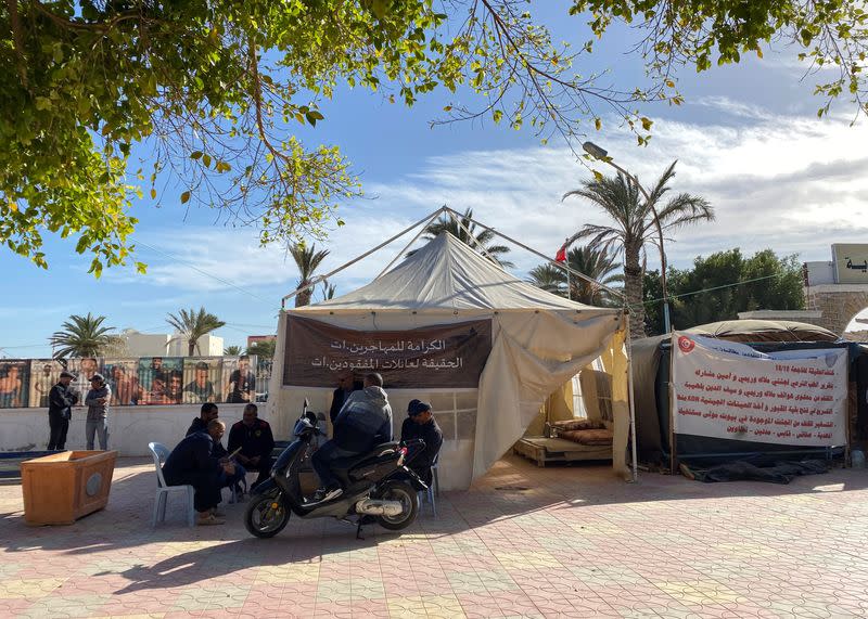 Families of migrants who drowned stage a sit-in protest outside the local government offices in Zarzis