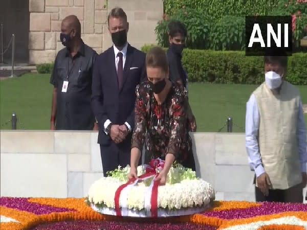 Danish Prime Minister Mette Frederiksen at Rajghat 