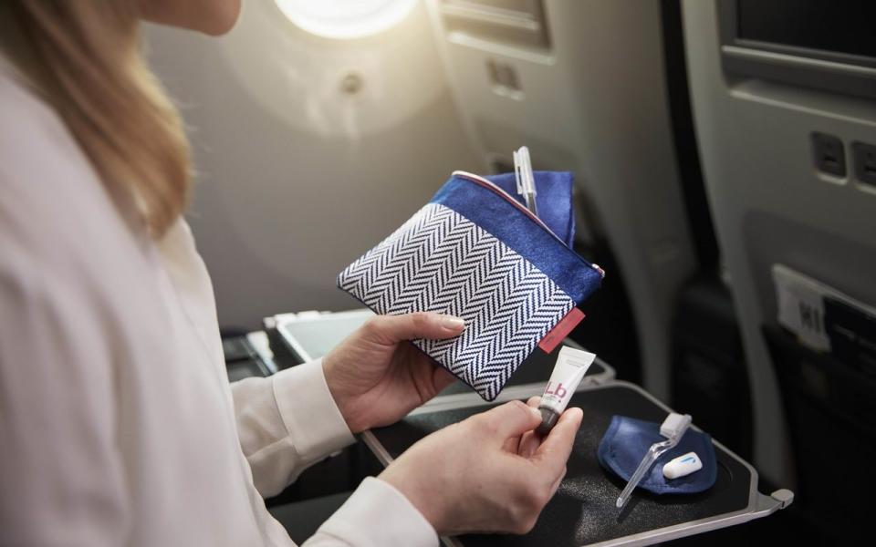 Premium economy amenity kits are usually quite basic