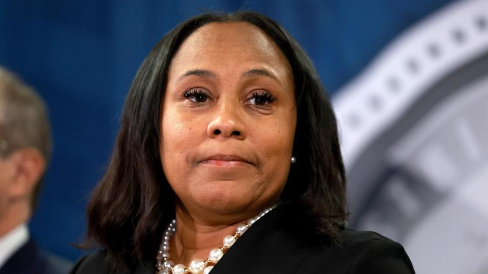 PHOTO: In this Aug. 14, 2023, file photo, Fulton County District Attorney Fani Willis speaks during a news conference at the Fulton County Government building in Atlanta. (Joe Raedle/Getty Images, FILE)