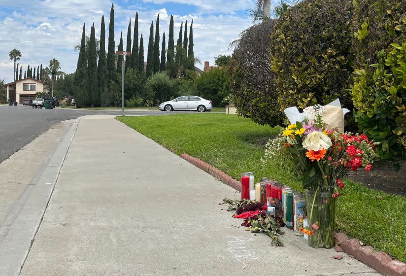 There's a small memorial where a fatal shooting occurred in Irvine on Aug 3.