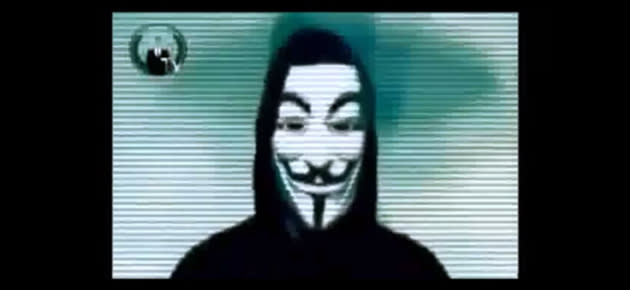 A screengrab of a video, purportedly uploaded by international hacker group "Anonymous", which threatened an impending attack on the Singapore government. (Screengrab from YouTube)