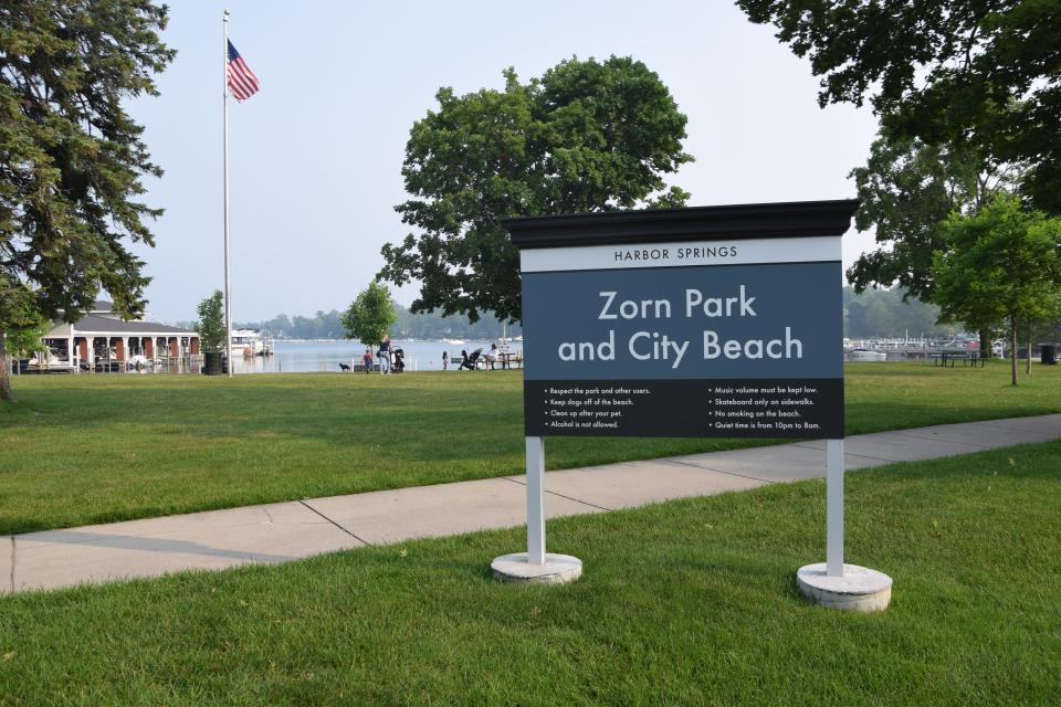 Zorn Park and City Beach in Harbor Springs is shown.