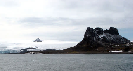 The Yamana nunatak (top, L) - isolated peak of rock - is seen near Argentina's Carlini Base in Antarctica, January 12, 2017. Picture taken January 12, 2017 REUTERS/Nicolas Misculin