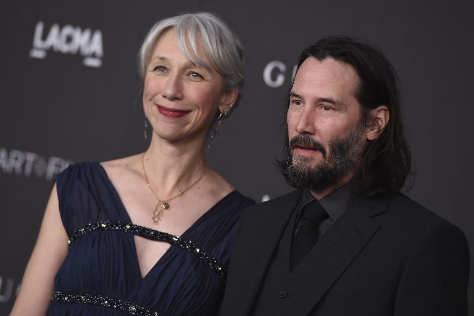 Keanu Reeves and Alexandra Grant arrive at the 2019 LACMA Art and Film Gala at Los Angeles County Museum of Art on Saturday, Nov. 2, 2019, in Los Angeles. (Photo by Jordan Strauss/Invision/AP)