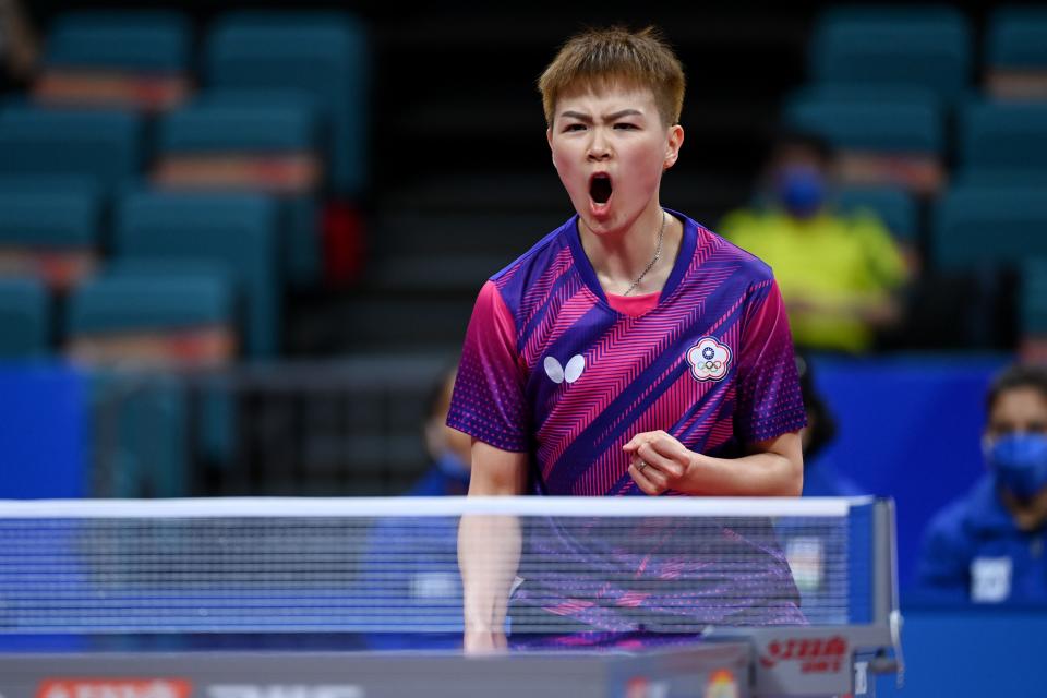 陳思羽出戰ITTF世界桌球錦標賽。(Photo by Xu Bingjie/Xinhua via Getty Images)