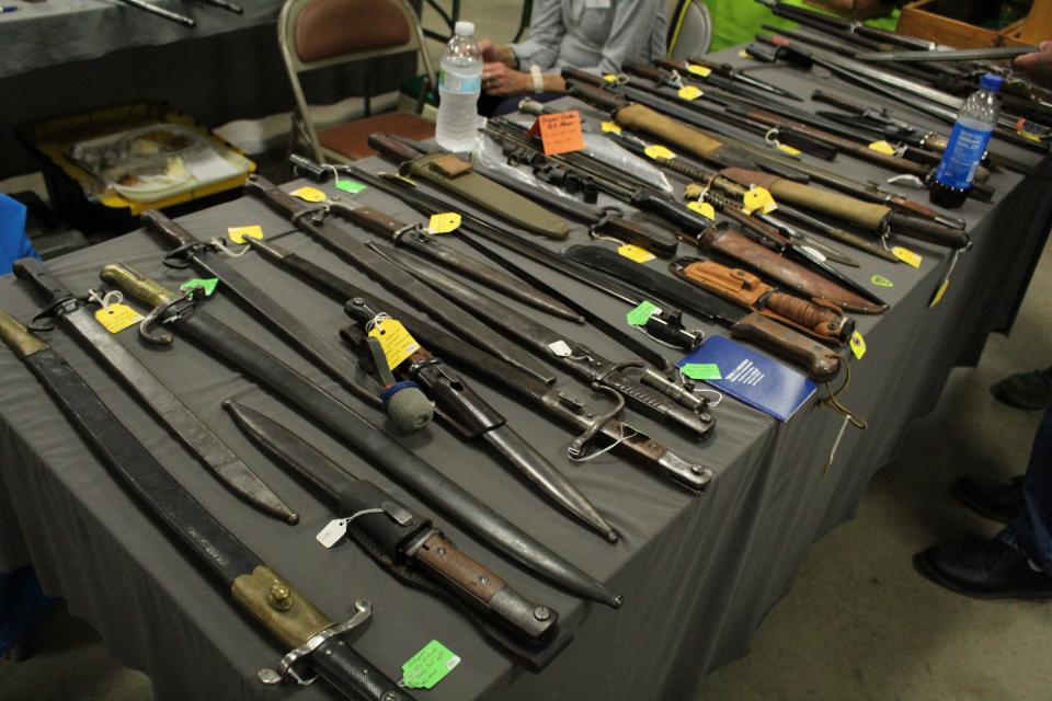 Different swords and knives on display at the Civil War Show.