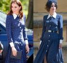 <p>We first saw this Alessandra Rich polka dot dress at Meghan Markle and Prince Harry's 2018 wedding, but it wasn't on the Duchess of Cambridge. Markle's long-time friend, actress Abigail Spencer, wore the look, and Kate Middleton wore it later for a family portrait in 2019. </p>
