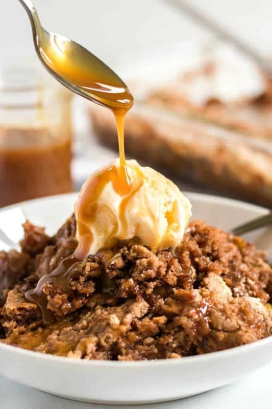 <p>Princess Pinky Girl</p><p>This apple dump cake makes a warm delicious apple dessert that will satisfy any sweet tooth and leave your tummy feeling full with gooey apple goodness! </p><p><strong>Get the recipe: <em><a href="https://princesspinkygirl.com/apple-dump-cake/" rel="nofollow noopener" target="_blank" data-ylk="slk:Apple Dump Cake;elm:context_link;itc:0;sec:content-canvas" class="link ">Apple Dump Cake</a></em></strong></p>