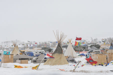 Oceti Sakowin camp is seen as "water protectors" continue to demonstrate against plans to pass the Dakota Access pipeline near the Standing Rock Indian Reservation, near Cannon Ball, North Dakota, U.S. December 6, 2016. REUTERS/Stephanie Keith