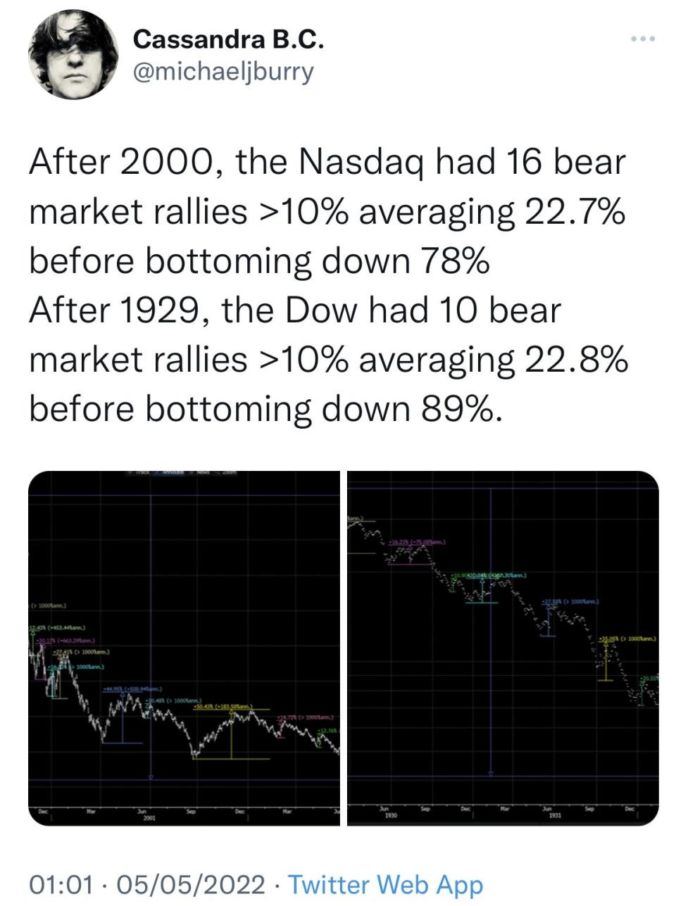 Burry tweet about bear-market rallies