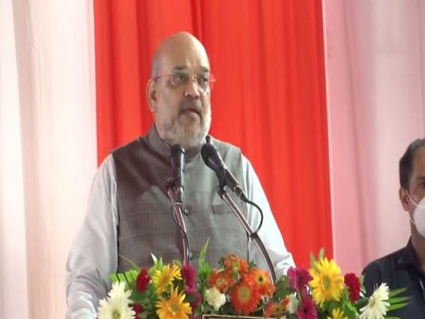 Union Home Minister Amit Shah speaking at the foundation stone laying ceremony of Uttar Pradesh State Institute of Forensic Sciences in Lucknow on Sunday. [Photo/ANI]