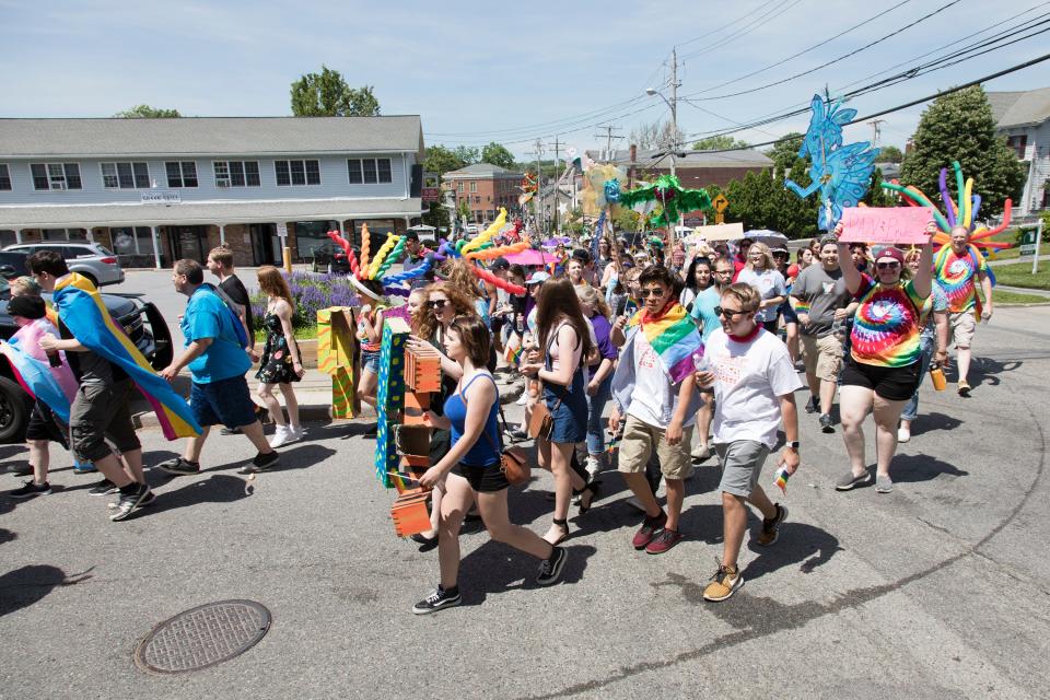 The Pride Parade makes its way onto Orchard Street in Warwick, NY, on June 11, 2017.