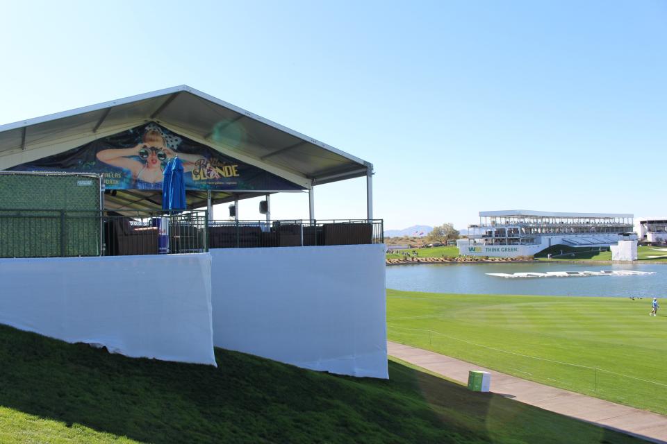 The Bottled Blonde bar and beer garden is located behind the 18th hole at the Waste Management Phoenix Open.