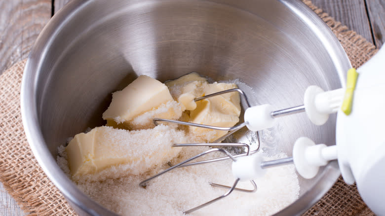 Butter and sugar with mixer