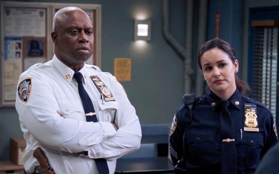 Braugher as Raymond Holt with Melissa Fumero in Brooklyn Nine-Nine