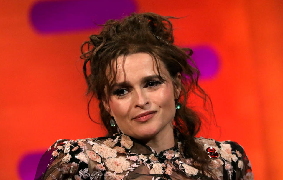 Helena Bonham Carter during the filming for the Graham Norton Show at BBC Studioworks 6 Television Centre, Wood Lane, London, to be aired on BBC One on Friday evening.