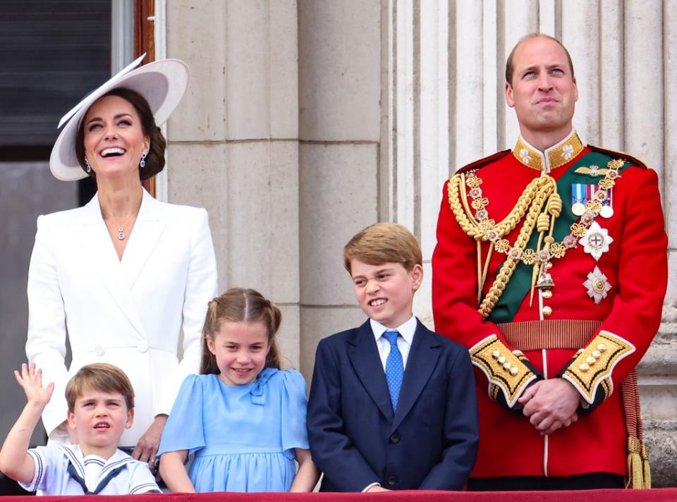 Trooping The Colour, 2022, Prince William, Prince George, Prince Louis, Princess Charlotte, Kate Middleton, Balcony