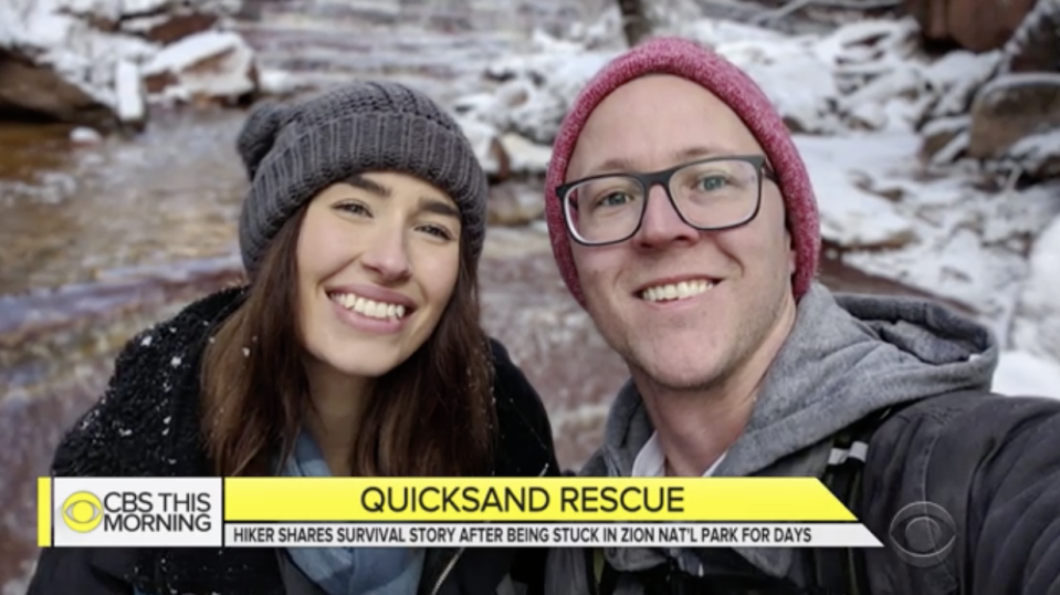 Jessika McNeill and Ryan Osmun’s hike turned into a 12-hour rescue mission. (Photo: CBS)