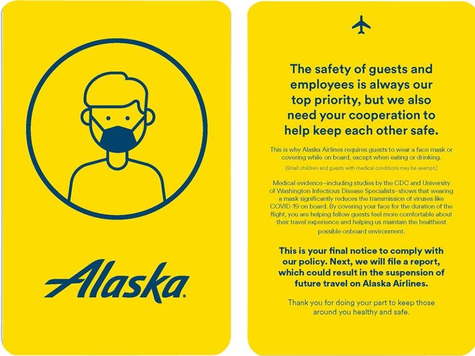 Alaska Airlines Yellow Card