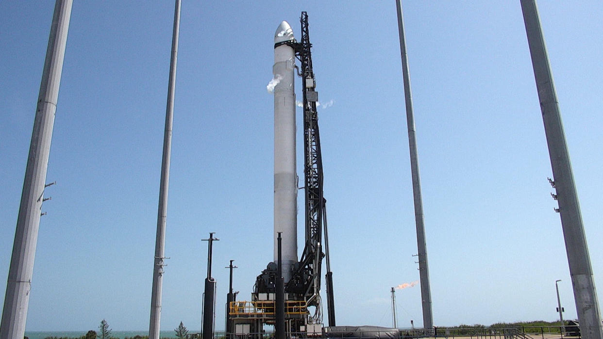  Relativity Space's first Terran 1 rocket is fueled for flight during its first launch attempt at Cape Canaveral Space Force Station in Florida on March 8, 2023. 