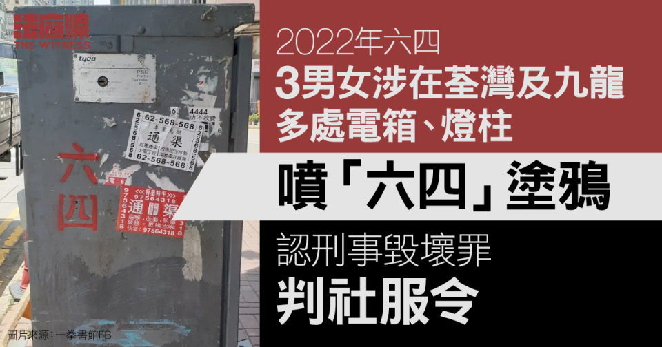 3男女涉2022年六四多處公共設施噴塗鴉　認8罪　判社會服務令