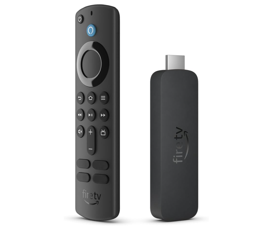 black fire TV adapter and black remote